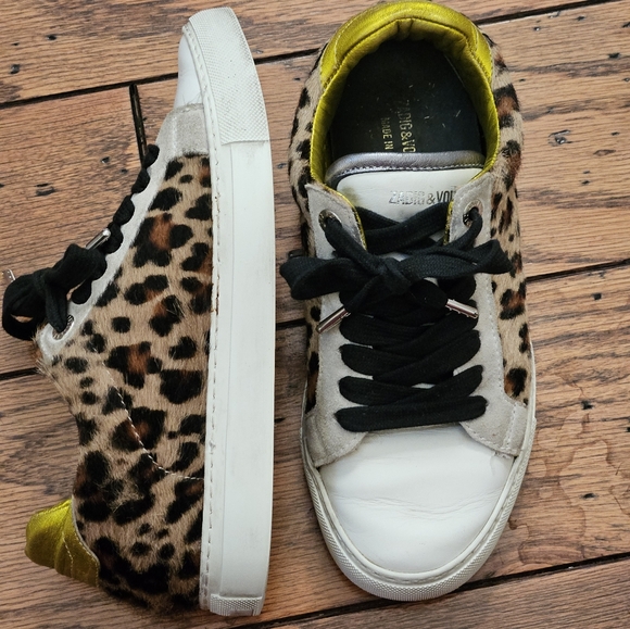 Zadig & Voltaire Cheetah Print Dneakers Size 37 - Picture 1 of 10